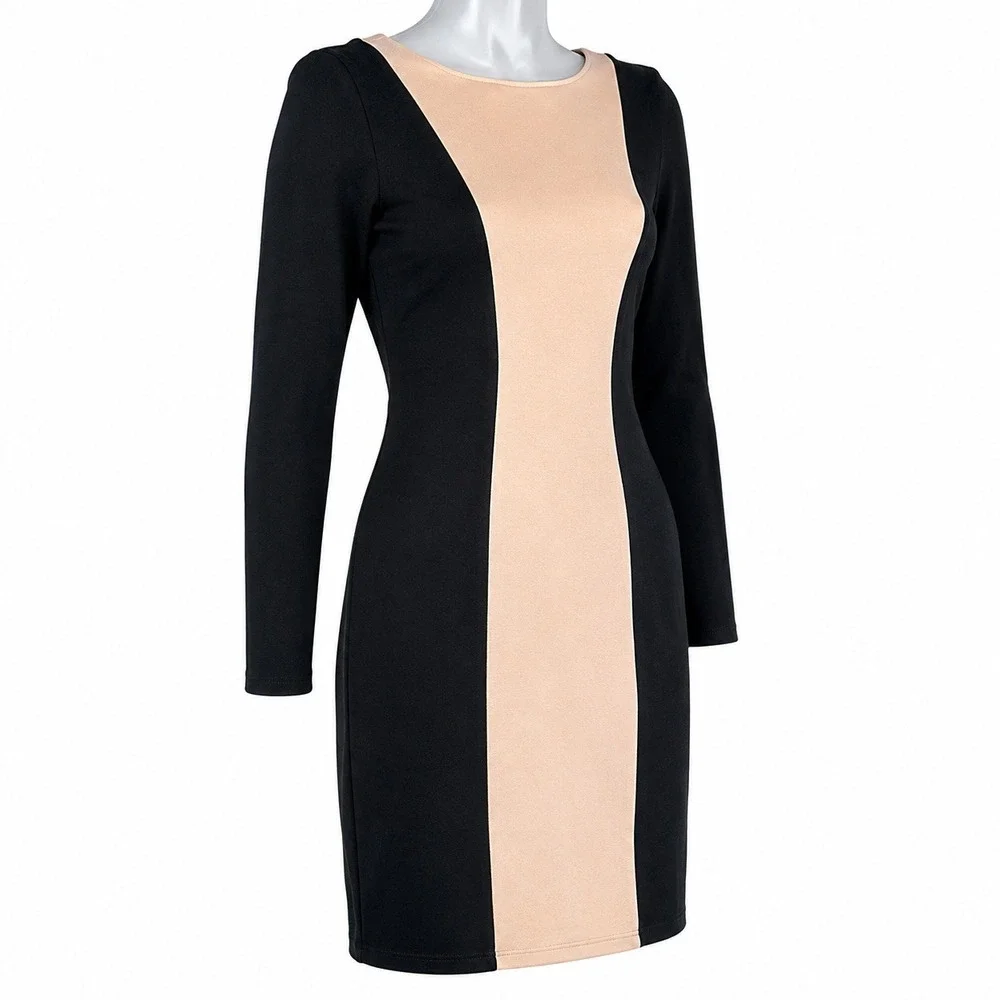 Alice + Olivia Amena Employed Colorblock Sheath Dress Size 2 Nude Career Office